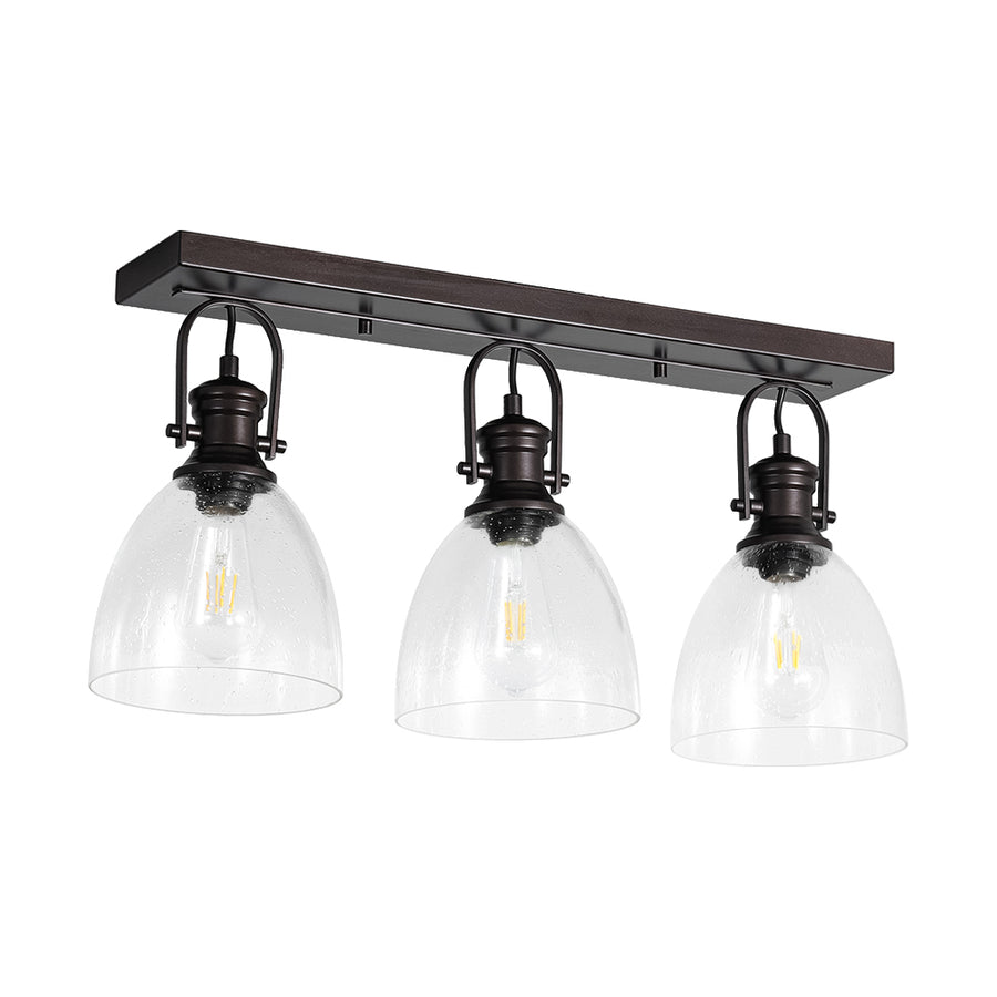 Farmhouse Dual Mount Seeded Glass Linear Ceiling Light