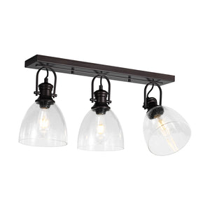Farmhouse Dual Mount Seeded Glass Linear Ceiling Light