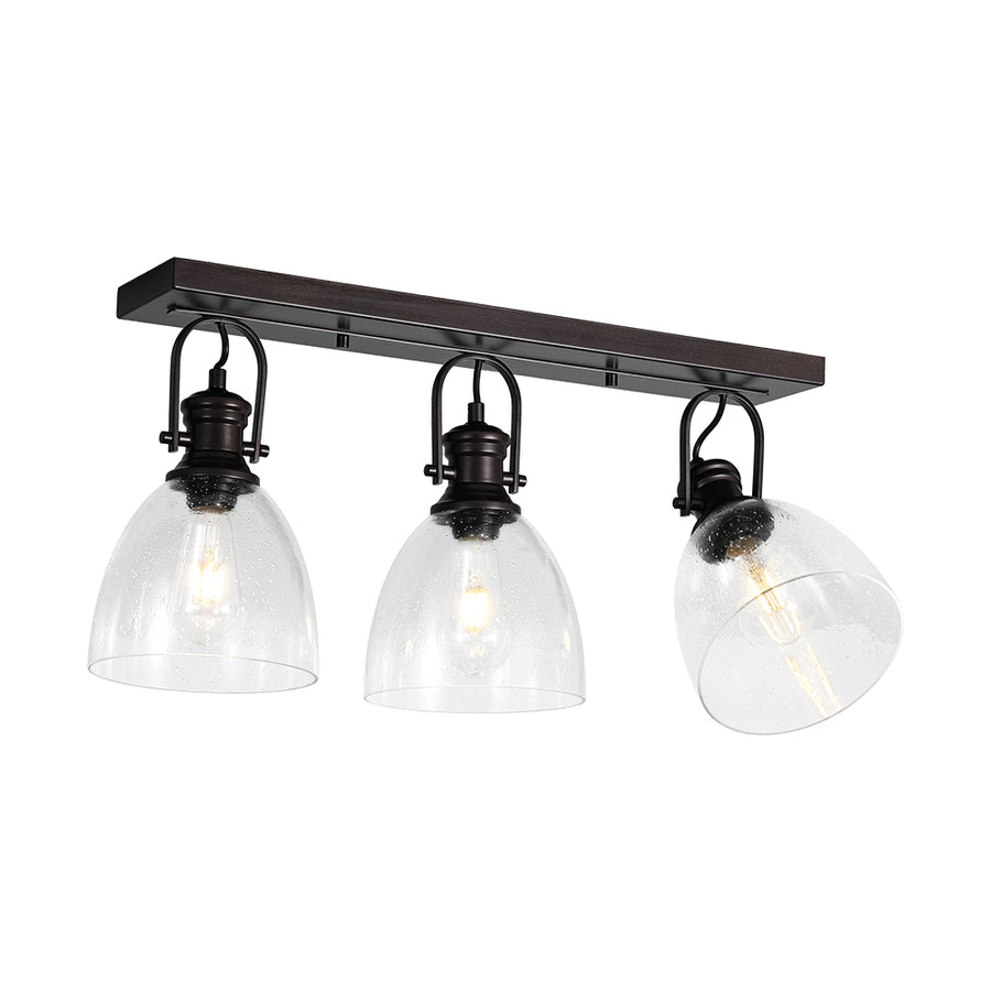 Farmhouse Dual Mount Seeded Glass Linear Ceiling Light