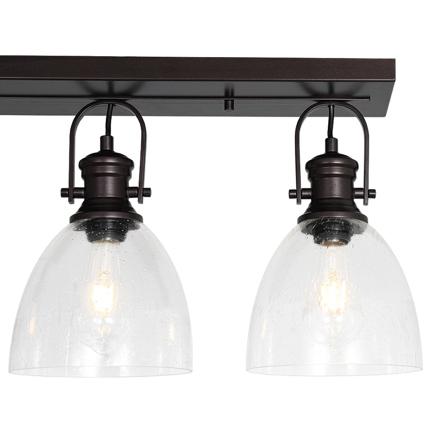 Farmhouse Dual Mount Seeded Glass Linear Ceiling Light