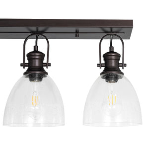 Farmhouse Dual Mount Seeded Glass Linear Ceiling Light