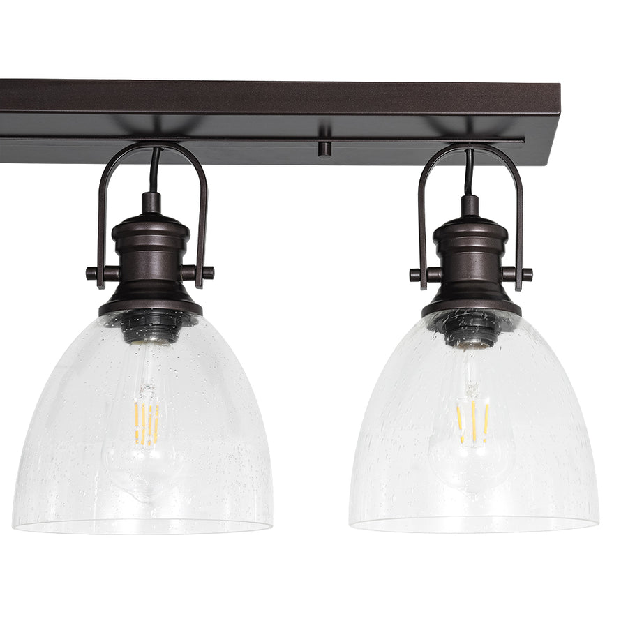 Farmhouse Dual Mount Seeded Glass Linear Ceiling Light