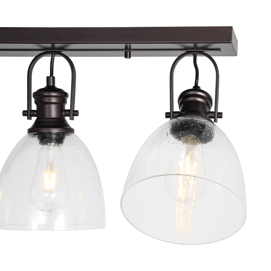 Farmhouse Dual Mount Seeded Glass Linear Ceiling Light