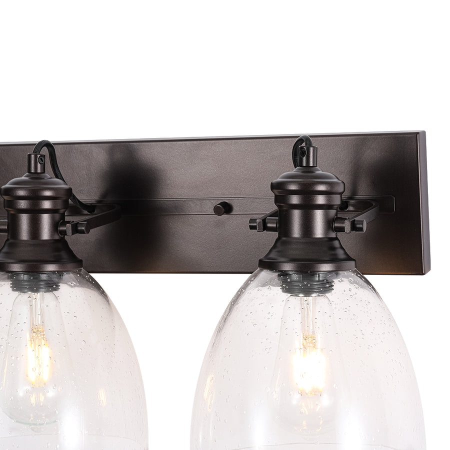Farmhouse Dual Mount Seeded Glass Linear Ceiling Light