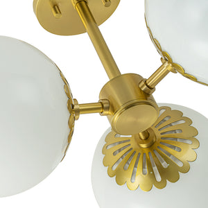 Flower Opal Glass Globe 3-Light Sputnik Ceiling Light