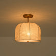 Load image into Gallery viewer, French Country Beige Linen Pleated Drum Cage Semi Flush
