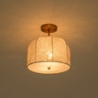 Load image into Gallery viewer, French Country Beige Linen Pleated Drum Cage Semi Flush
