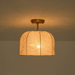 Load image into Gallery viewer, French Country Beige Linen Pleated Drum Cage Semi Flush
