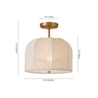Load image into Gallery viewer, French Country Beige Linen Pleated Drum Cage Semi Flush
