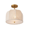 Load image into Gallery viewer, French Country Beige Linen Pleated Drum Cage Semi Flush
