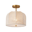 Load image into Gallery viewer, French Country Beige Linen Pleated Drum Cage Semi Flush

