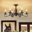 Load image into Gallery viewer, French Farmhouse Aged Bronze Candle Style Dual Mount Chandelier
