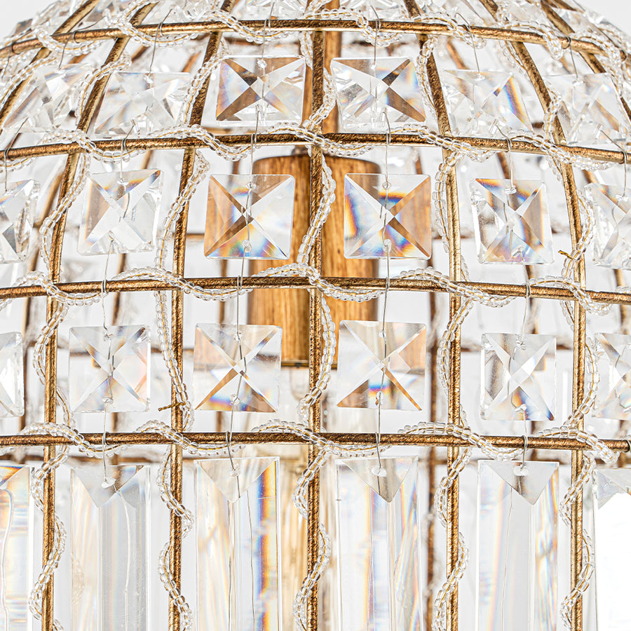 French Farmhouse Crystal Lantern Pendant Light