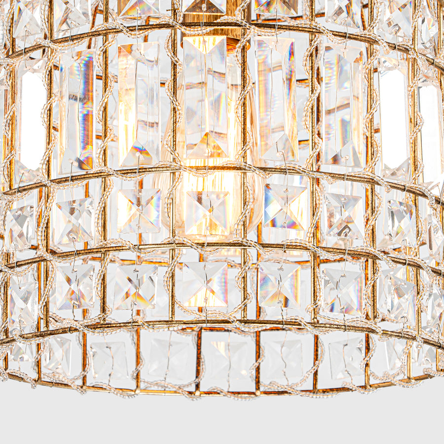 French Farmhouse Crystal Lantern Pendant Light