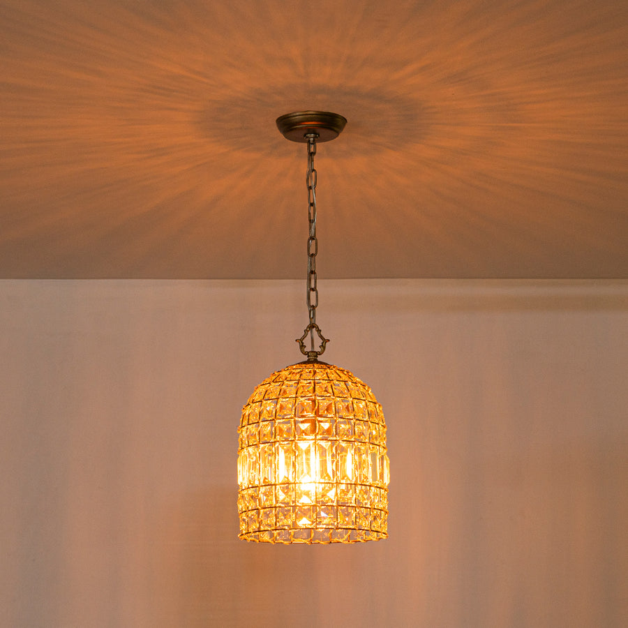 French Farmhouse Crystal Lantern Pendant Light