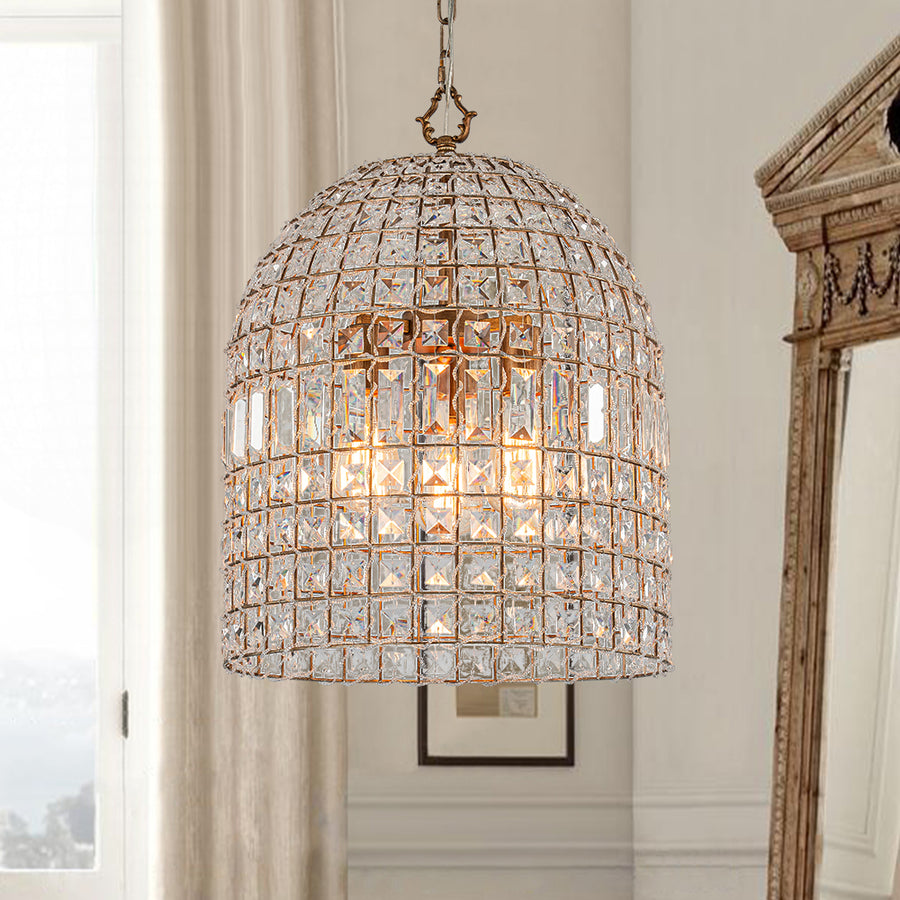 French Farmhouse Crystal Lantern Pendant Light