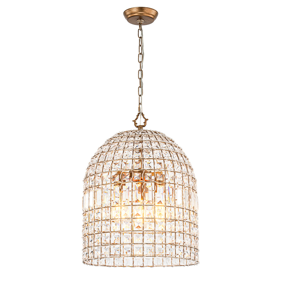 French Farmhouse Crystal Lantern Pendant Light