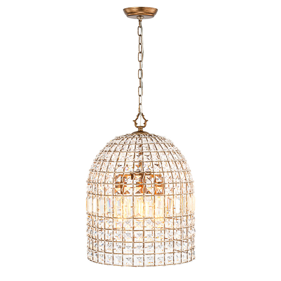 French Farmhouse Crystal Lantern Pendant Light