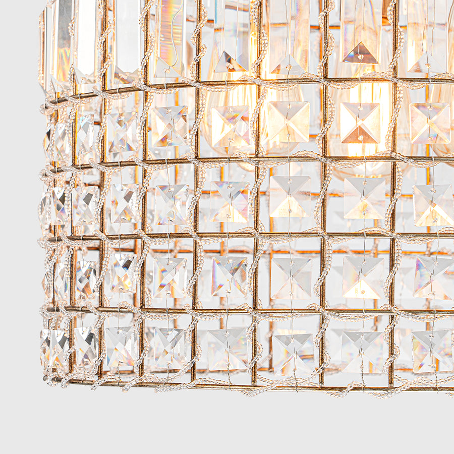 French Farmhouse Crystal Lantern Pendant Light