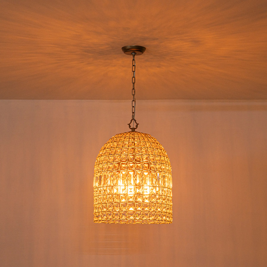 French Farmhouse Crystal Lantern Pendant Light