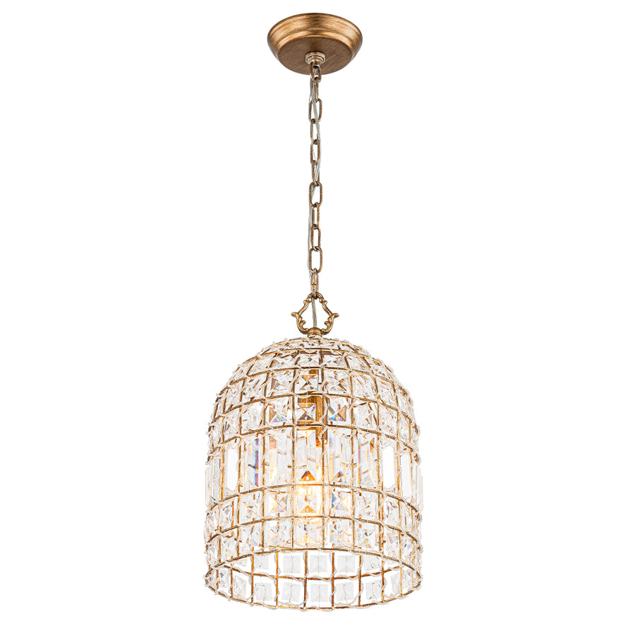 French Farmhouse Crystal Lantern Pendant Light