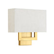 Load image into Gallery viewer, Vintage 2-Light Fabric Square Brass Wall Lamp
