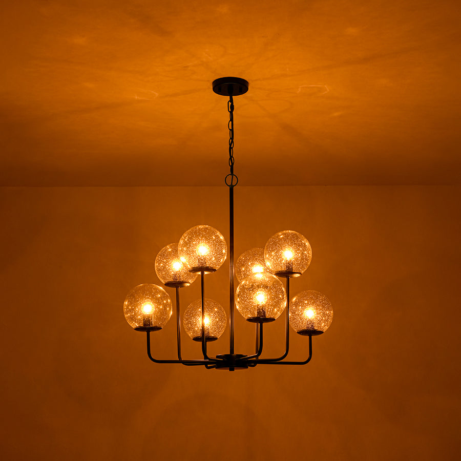 Funky Clear Seeded Glass Globe Tired Bubble Chandelier
