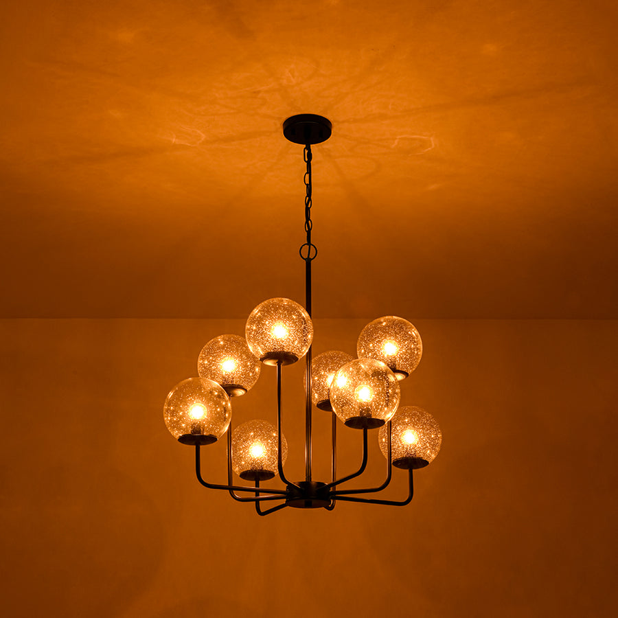 Funky Clear Seeded Glass Globe Tired Bubble Chandelier