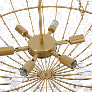 Glam Vintage Glass Flower Vine Gold Wide Basin Chandelier