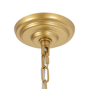 Glam Vintage Glass Flower Vine Gold Wide Basin Chandelier