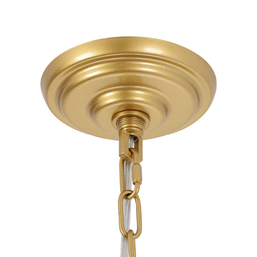 Glam Vintage Glass Flower Vine Gold Wide Basin Chandelier