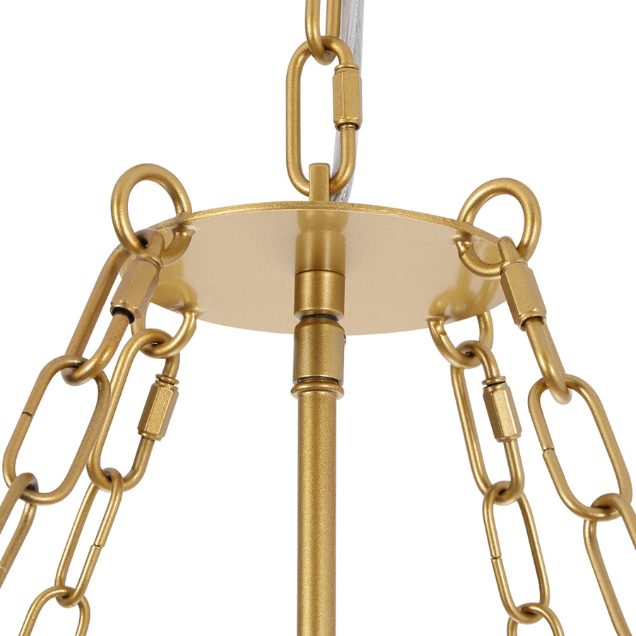 Glam Vintage Glass Flower Vine Gold Wide Basin Chandelier