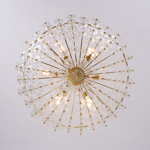 Glam Vintage Glass Flower Vine Gold Wide Basin Chandelier