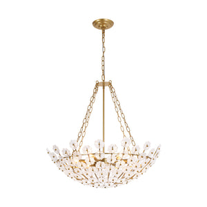 Glam Vintage Glass Flower Vine Gold Wide Basin Chandelier