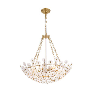 Glam Vintage Glass Flower Vine Gold Wide Basin Chandelier