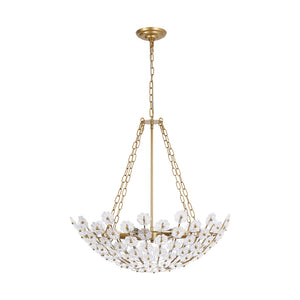 Glam Vintage Glass Flower Vine Gold Wide Basin Chandelier
