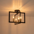 Load image into Gallery viewer, Industrial 4-Light Iron Square Lantern Semi Flush Mount
