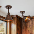 Load image into Gallery viewer, Industrial Antique Copper Adjustable Cone Semi Flush Light
