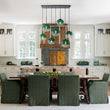 Load image into Gallery viewer, Lake House Green Glass Globe Bubble Linear Island Pendant
