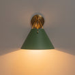 Load image into Gallery viewer, Mid-Century 1-Light Brass Green Cone Wall Sconce

