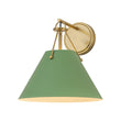 Load image into Gallery viewer, Mid-Century 1-Light Brass Green Cone Wall Sconce
