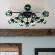 Load image into Gallery viewer, Mid-Century 12-Light Sputnik Blue Glass Globe Ceiling Light
