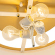 Load image into Gallery viewer, 20" Mid-Century Brass White Fabric Round Drum Ceiling Light
