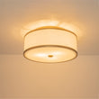 Load image into Gallery viewer, 20" Mid-Century Brass White Fabric Round Drum Ceiling Light
