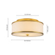 Load image into Gallery viewer, 20" Mid-Century Brass White Fabric Round Drum Ceiling Light
