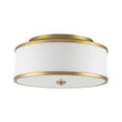 Load image into Gallery viewer, 20" Mid-Century Brass White Fabric Round Drum Ceiling Light

