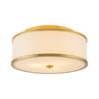 Load image into Gallery viewer, 20" Mid-Century Brass White Fabric Round Drum Ceiling Light
