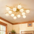 Load image into Gallery viewer, Mid-Century Tiered Frosted Glass Bubble Round Sputnik Ceiling Light
