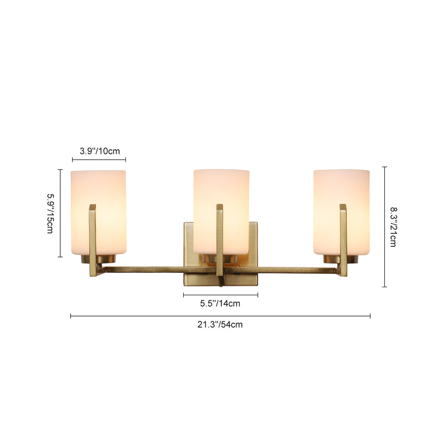 Modern Gold Opal Glass Shade 3-Light Vanity Lamp