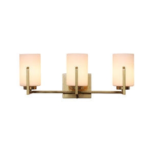 Modern Gold Opal Glass Shade 3-Light Vanity Lamp